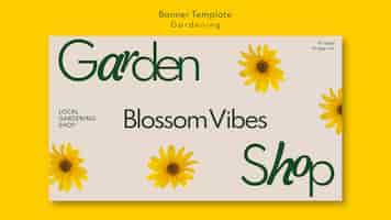 PSD gratuito plantilla de banner horizontal de tienda de jardinería con flores