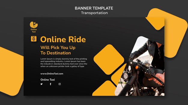 PSD gratuito plantilla de banner horizontal de transporte con cuadrados