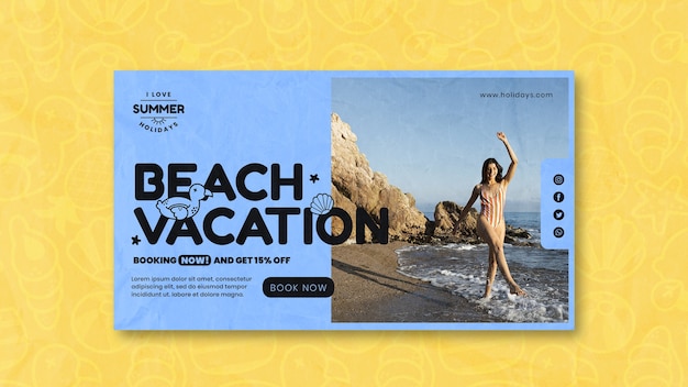 PSD gratuito plantilla de banner horizontal de vacaciones de verano