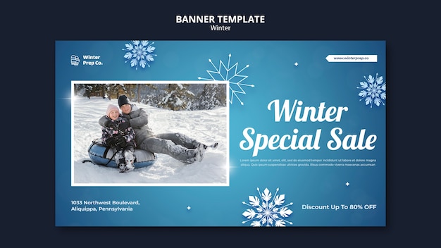 PSD gratuito plantilla de banner horizontal de venta especial de invierno