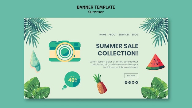 PSD gratuito plantilla de banner horizontal de verano