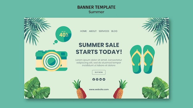 PSD gratuito plantilla de banner horizontal de verano