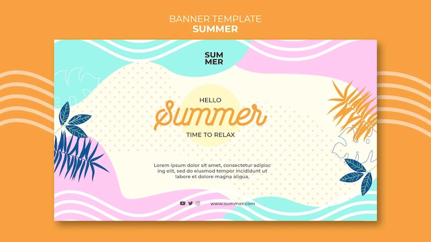 Plantilla de banner horizontal de verano