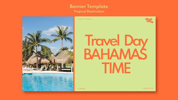 Plantilla de banner horizontal de viaje de bahamas