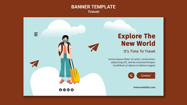 Plantilla de banner horizontal de viaje