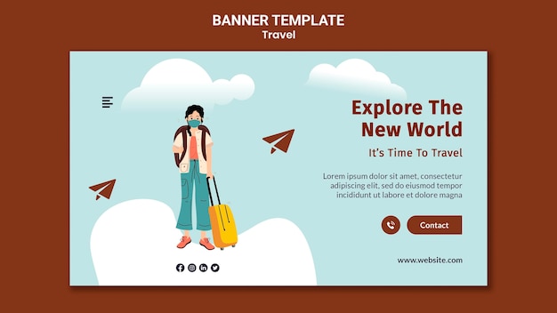 Plantilla de banner horizontal de viaje