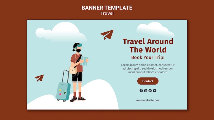 PSD gratuito plantilla de banner horizontal de viaje