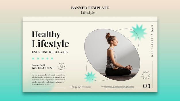 PSD gratuito plantilla de banner horizontal de yoga