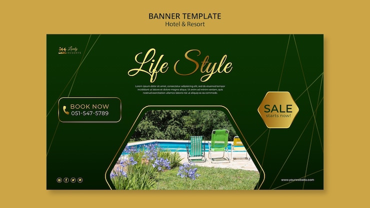 PSD gratuito plantilla de banner para hotel y resort.