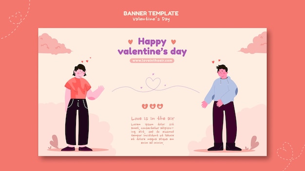 PSD gratuito plantilla de banner ilustrado de san valentín