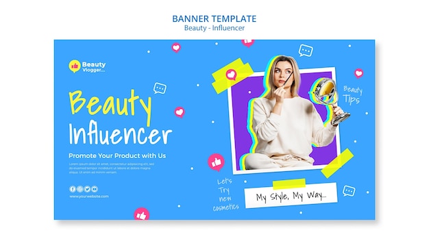 Plantilla de banner de influencer de belleza