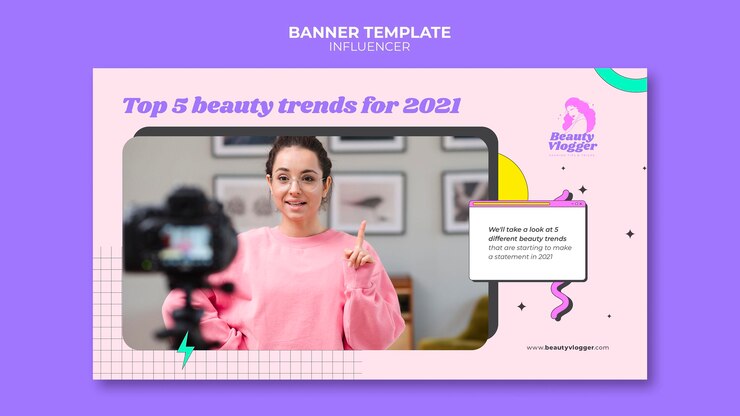 PSD gratuito plantilla de banner de influencer de estilo memphis