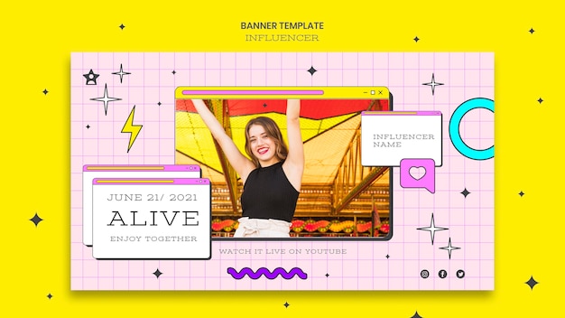 Plantilla de banner de influencers con foto