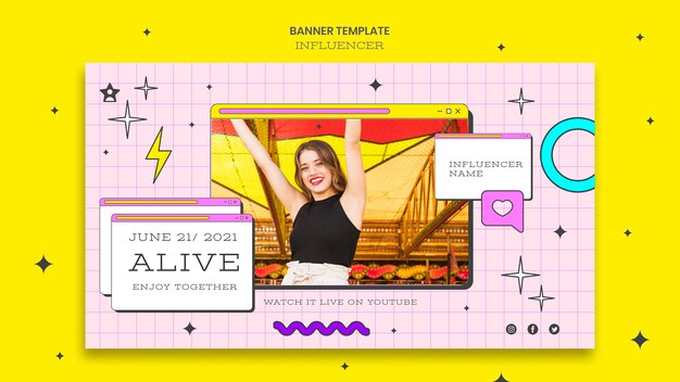 Plantilla de banner de influencers con foto
