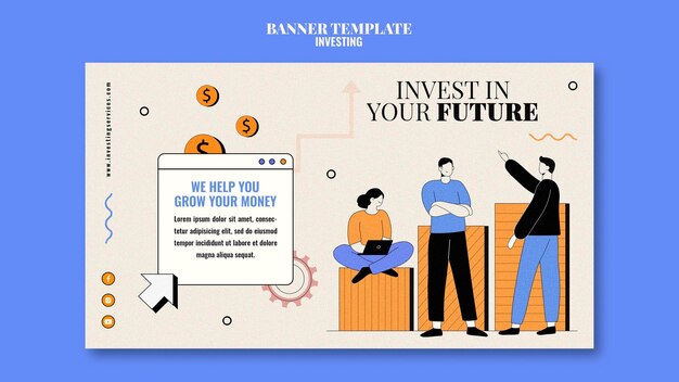 Plantilla de banner de inversión ilustrada