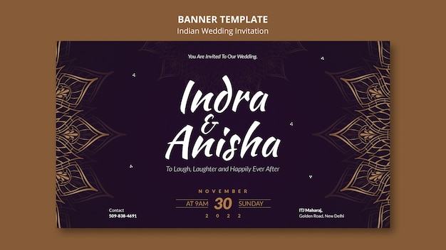 PSD gratuito plantilla de banner de invitación de boda india