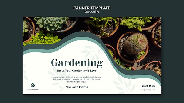 Plantilla de banner para jardinería