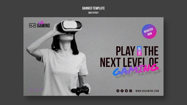 Plantilla de banner de juegos de realidad virtual