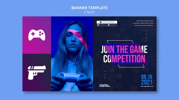 Plantilla de banner de jugador de videojuegos