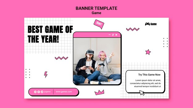 Plantilla de banner para jugar videojuegos.