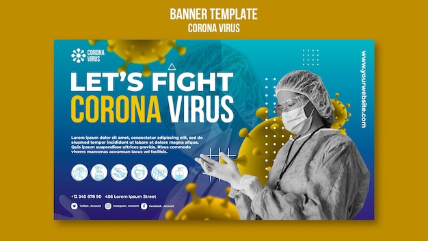 PSD gratuito plantilla de banner de lucha contra el coronavirus
