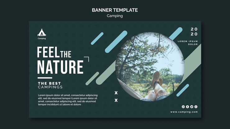 PSD gratuito plantilla de banner de lugar de camping