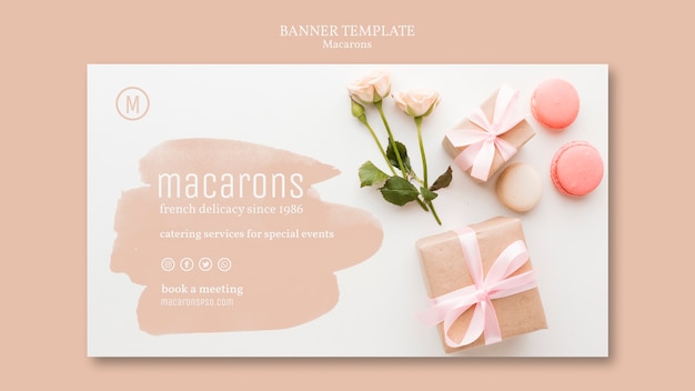 Plantilla de banner con macarons