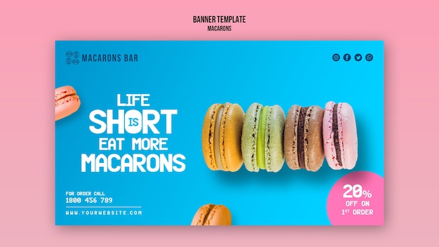 Plantilla de banner de macarons
