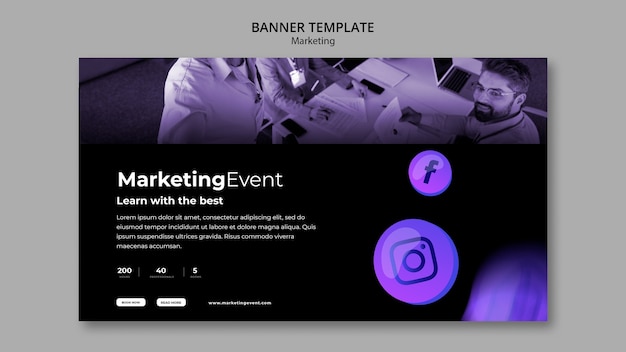 PSD gratuito plantilla de banner de marketing degradado