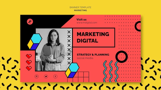 Plantilla de banner de marketing digital