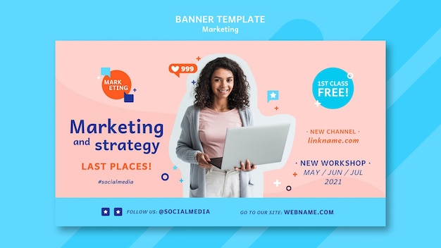 PSD gratuito plantilla de banner de marketing con foto