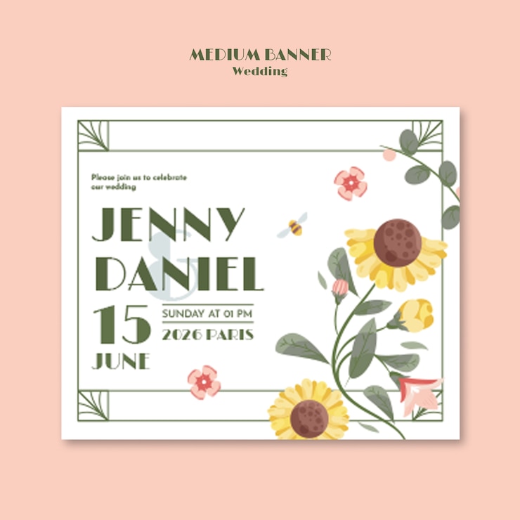PSD gratuito plantilla de banner medio para la celebración de bodas