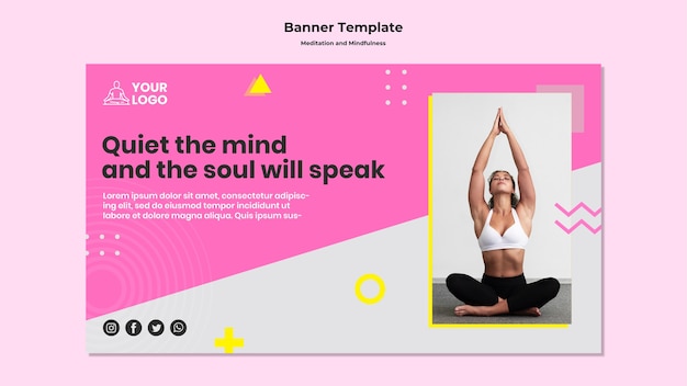 Plantilla de banner para meditación y mindfulness