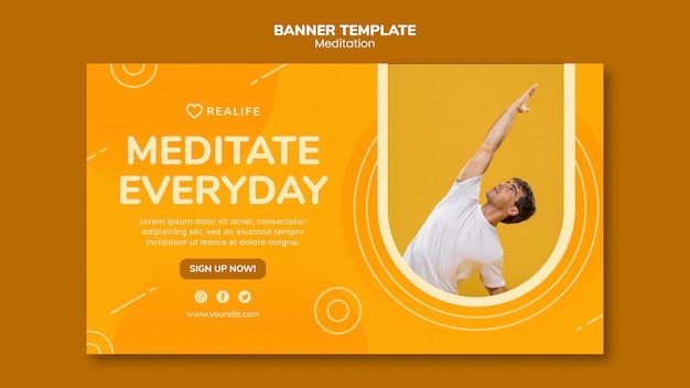 PSD gratuito plantilla de banner de meditación
