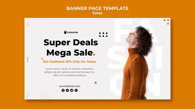 Plantilla de banner de mega venta de moda