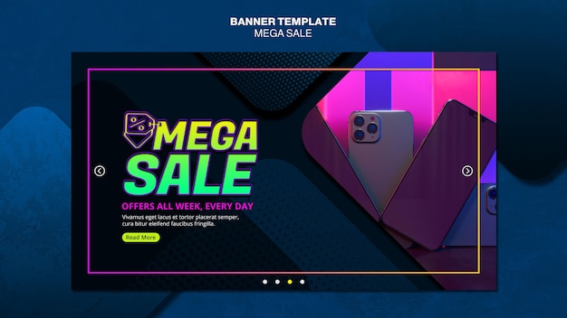 PSD gratuito plantilla de banner para mega venta