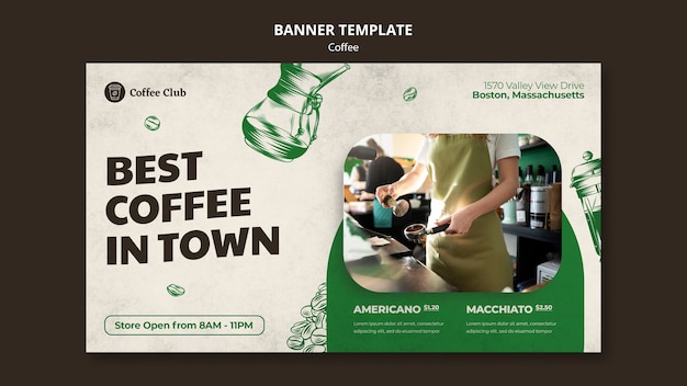 Plantilla de banner de mejor café en la ciudad