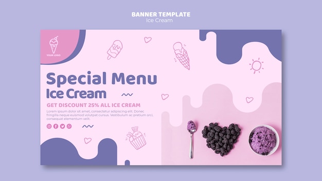 PSD gratuito plantilla de banner de menú de helados