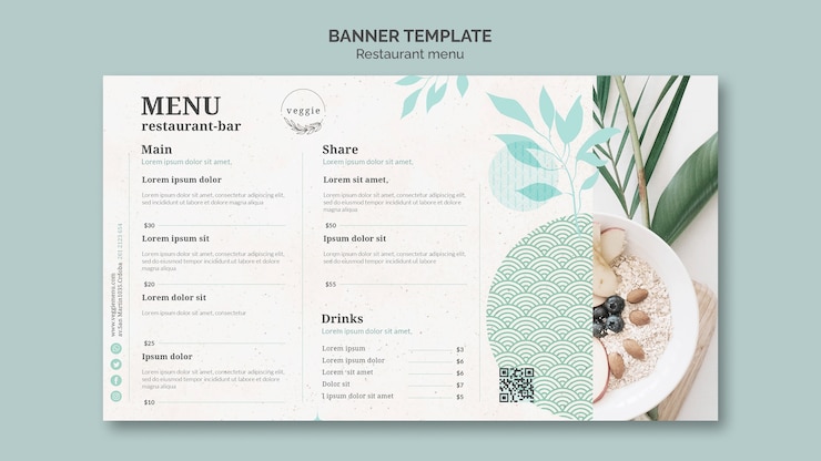 PSD gratuito plantilla de banner de menú de restaurante