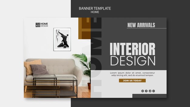 Plantilla de banner minimalista para el hogar