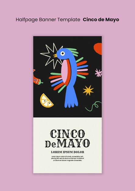 Plantilla de banner de mitad de página de flat cinco de mayo