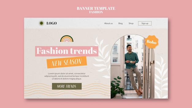 PSD gratuito plantilla de banner de moda de diseño plano