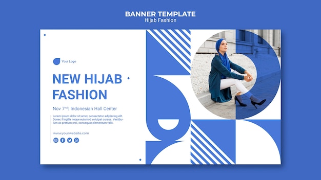 PSD gratuito plantilla de banner de moda hijab