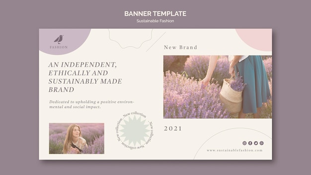 Plantilla de banner de moda sostenible lavanda