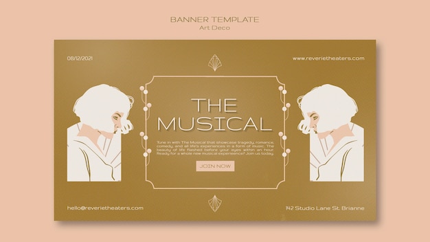 PSD gratuito plantilla de banner musical art deco