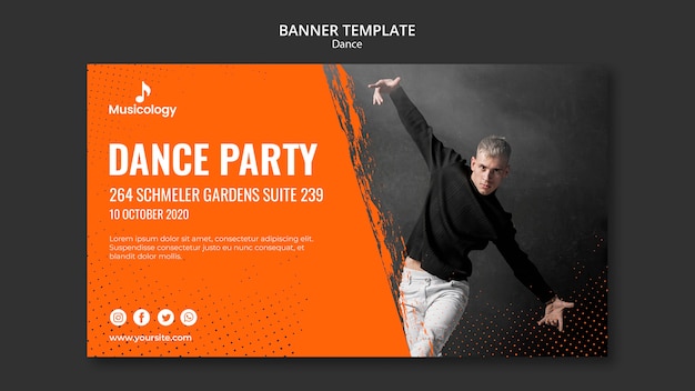 PSD gratuito plantilla de banner de musicología de fiesta de baile