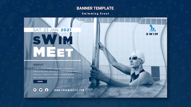 Plantilla de banner de natación con foto