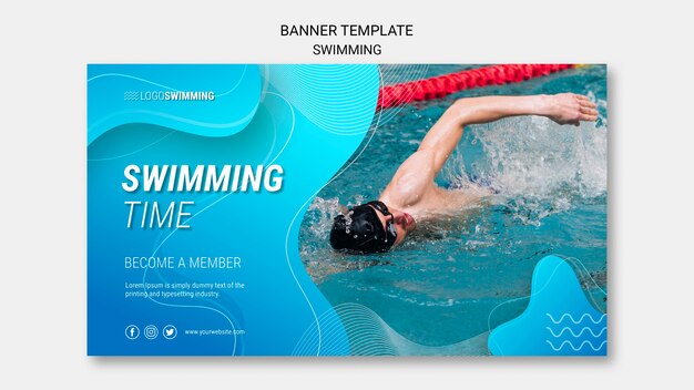 Plantilla de banner con natación
