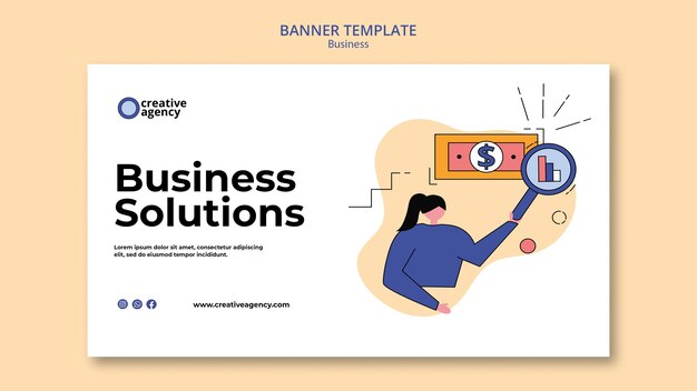 Plantilla de banner de negocios de diseño plano
