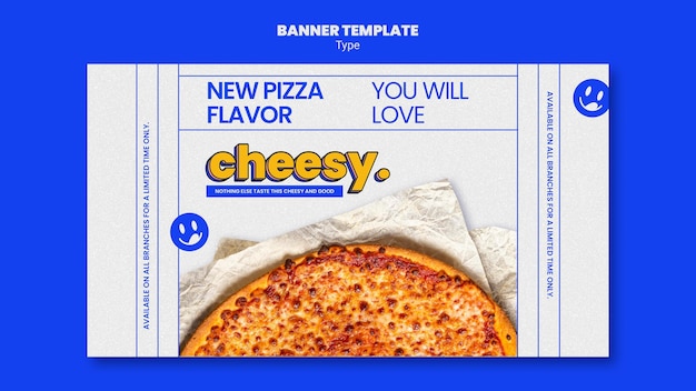 Plantilla de banner para el nuevo sabor de pizza con queso